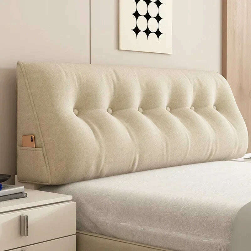 KIMLUD, Large Triangular Pillow Bed Wedge Bed Rest Reading Pillow Backrest Positioning Support Bolster Cushion with Removable Cover, Beige / 100x50x20cm, KIMLUD APPAREL - Womens Clothes