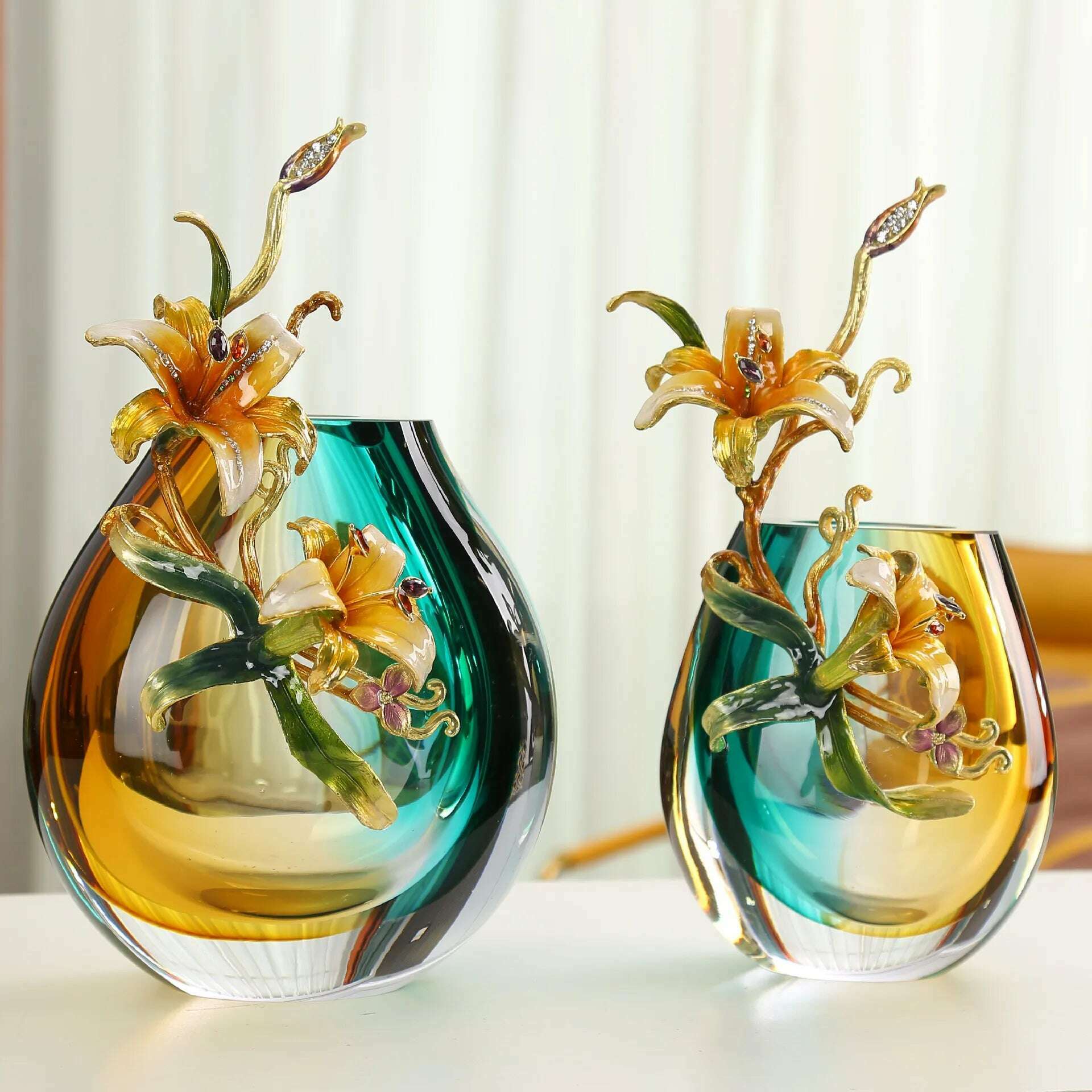 Light Luxury Glaze Enamel Vase Living Room Dining Table Flower Arrangement Creates Ornaments Simple Home Decoration - KIMLUD
