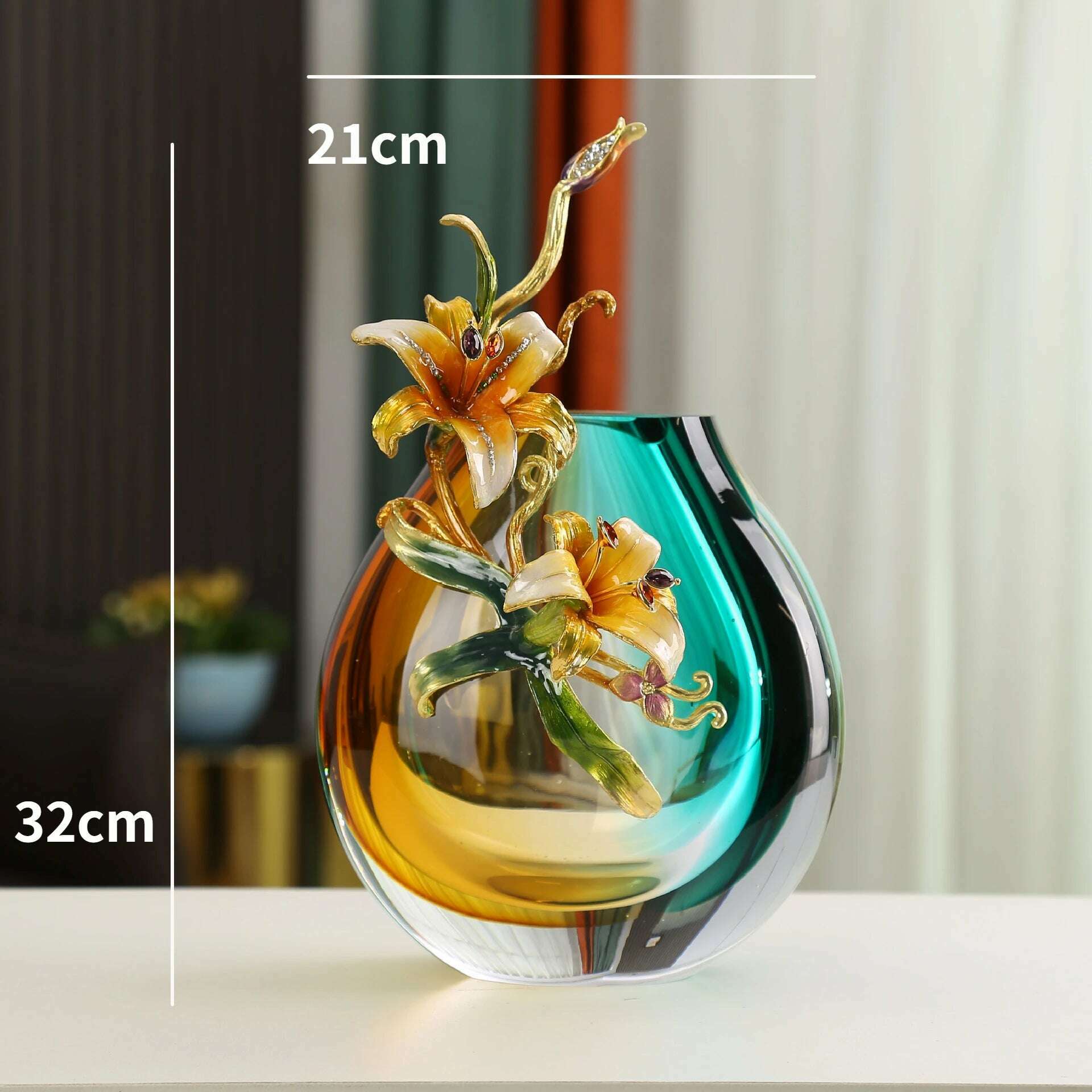 Light Luxury Glaze Enamel Vase Living Room Dining Table Flower Arrangement Creates Ornaments Simple Home Decoration - KIMLUD