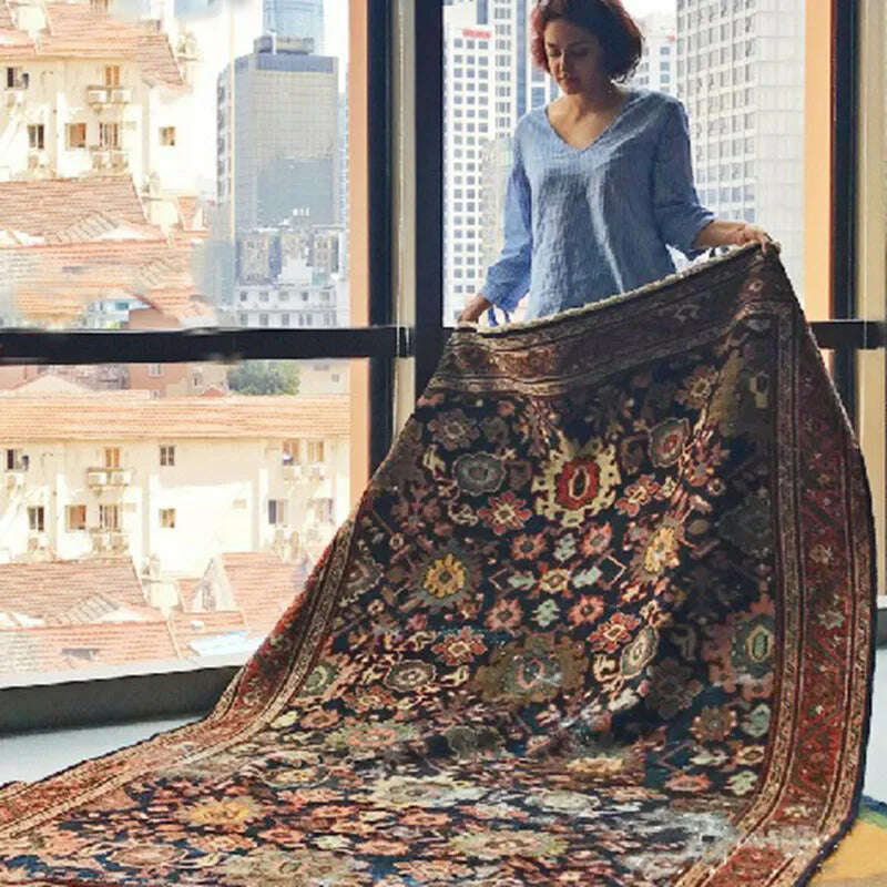 Light Luxury Morocco Bedroom Carpet Persian Style Living Room Rugs American Coffee Table Mat Home Vintage Bedside Entrance Mats - KIMLUD
