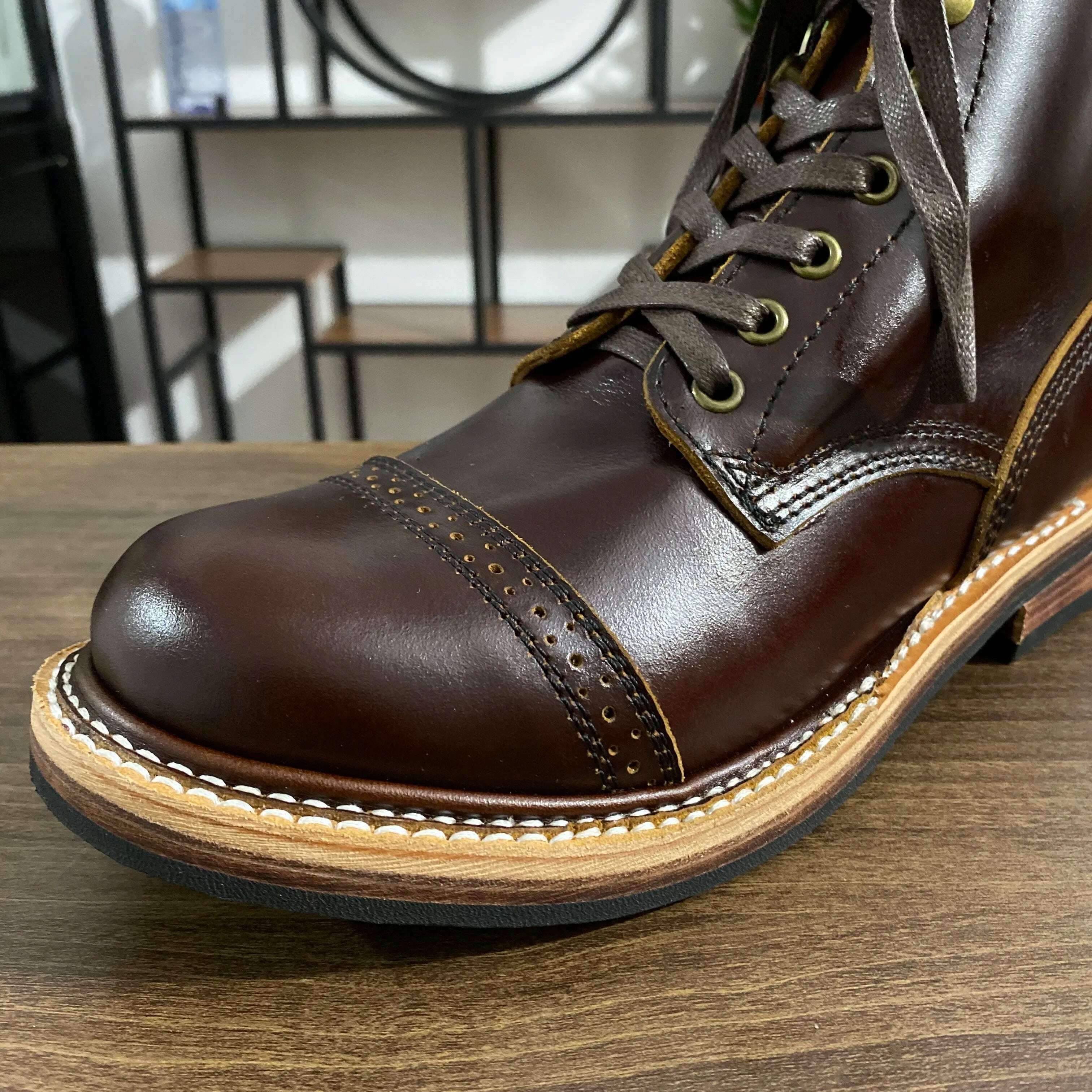 LL580 Rock Can Roll Size 35-50 Super Quality Genuine Italian Cow Leather Handmade Durable Goodyear Welted American Work Boots - KIMLUD