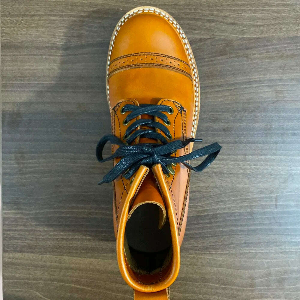 LL580 Rock Can Roll Size 35-50 Super Quality Genuine Italian Cow Leather Handmade Durable Goodyear Welted American Work Boots - KIMLUD
