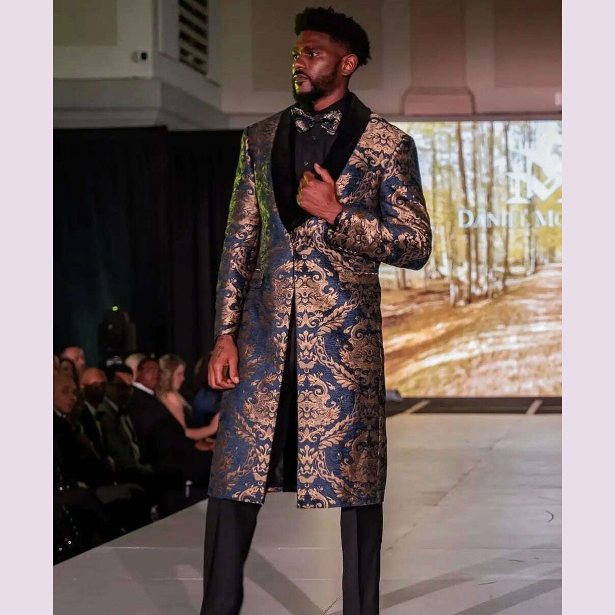 KIMLUD, Long Floral Suit Jacket for Men Notch Lapel Double Breasted Jacquard Male Blazer One Piece Fashion Coat 2025 Custom Made, Color 08 / XXL (EU54 or US44), KIMLUD APPAREL - Womens Clothes
