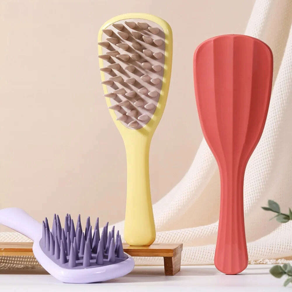 KIMLUD, Long Handle Shampoo Brush Silicone Scalp Massage Comb Hair Washing Brush Head Massager Bath Brush Body Scrubber Hair Accessories, KIMLUD Womens Clothes