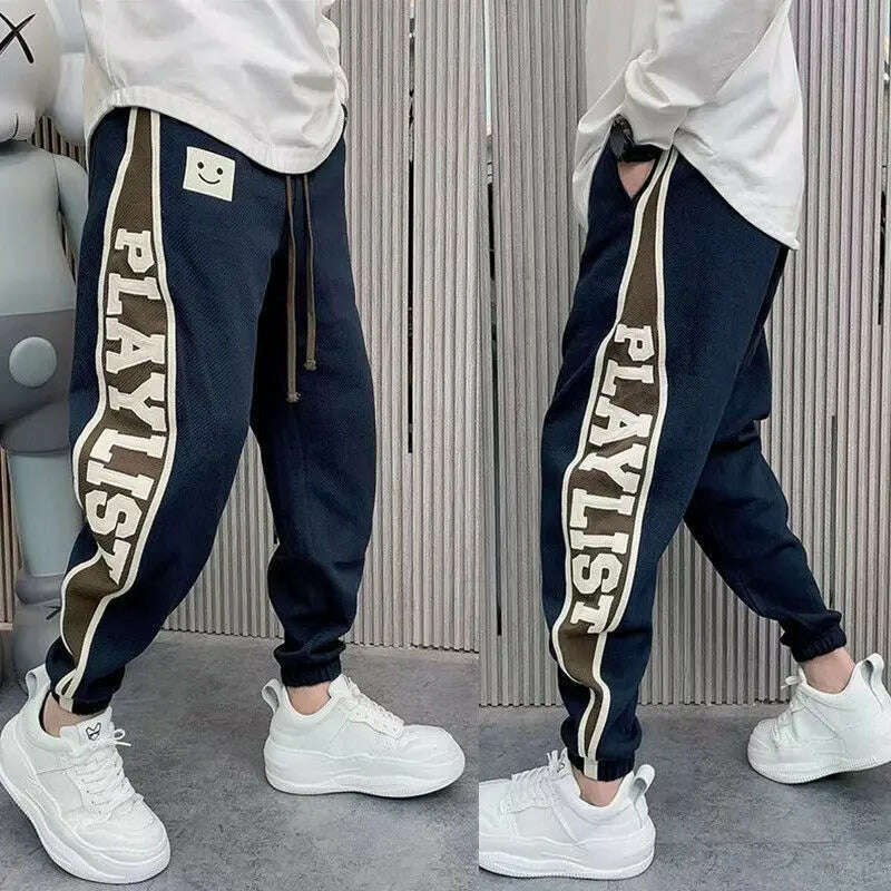 Loose Jogger Sweatpants Letter Print Fashion Hip Hop Streetwear Korean Style Pants New Luxury Brand Men's Clothing - KIMLUD