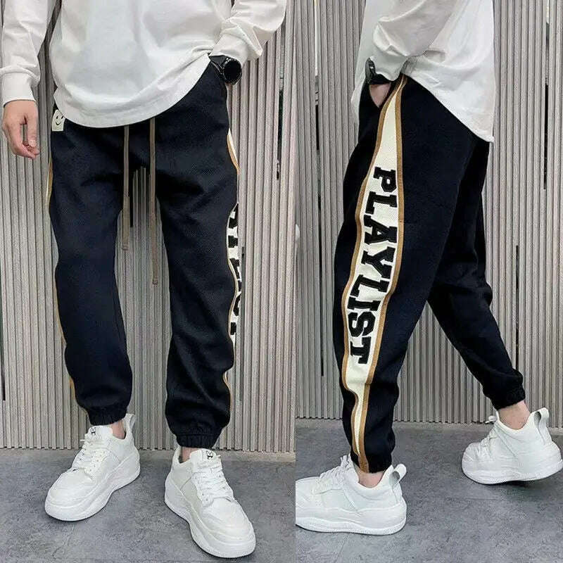 Loose Jogger Sweatpants Letter Print Fashion Hip Hop Streetwear Korean Style Pants New Luxury Brand Men's Clothing - KIMLUD