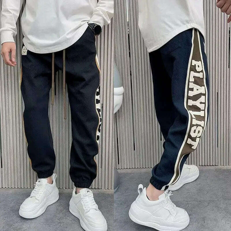 Loose Jogger Sweatpants Letter Print Fashion Hip Hop Streetwear Korean Style Pants New Luxury Brand Men's Clothing - KIMLUD
