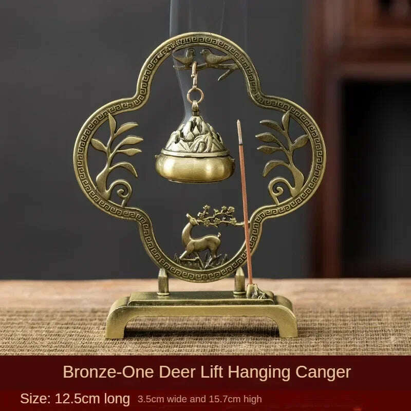 Lotus Flower Incense Burner Creative Retro Hollow Out Copper Coin Hanging Lotus Burners Blessing Nasturtium Holder Home Decor - KIMLUD