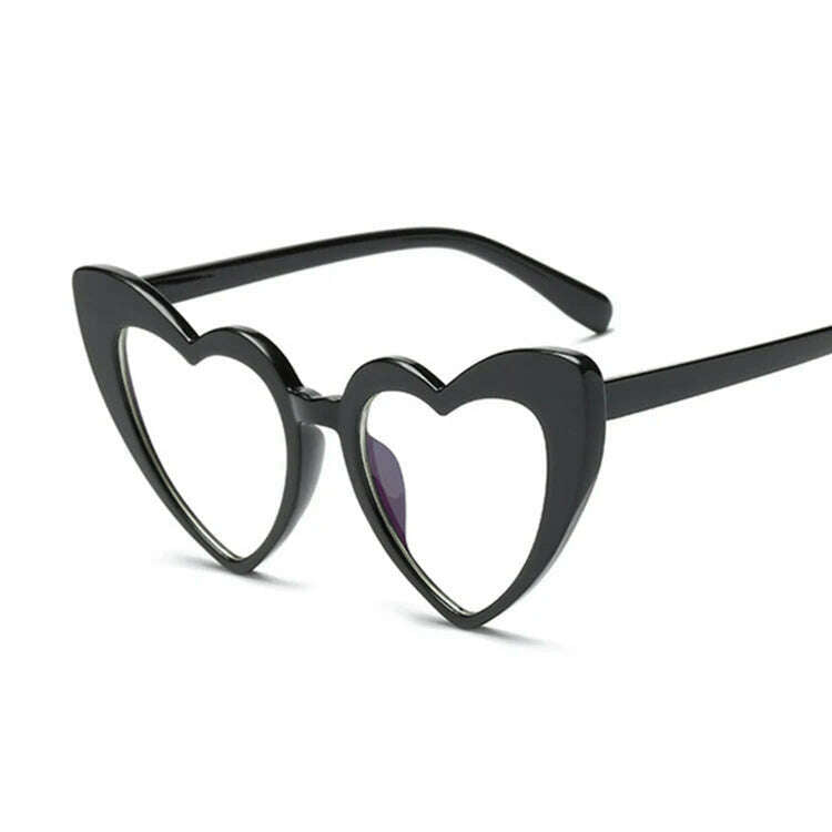 Love Heart Cat Eye Sunglasses Woman Vintage Christmas Gift Black Pink Red Heart Shape Sun Glasses For Woman Uv400 - KIMLUD