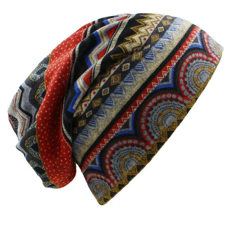 LOVINGSHA Autumn Winter Skullies Beanies Vintage Design Dual-use Women Hats For Ladies Thin Girl Fashion Feminino Scarf HT069 - KIMLUD
