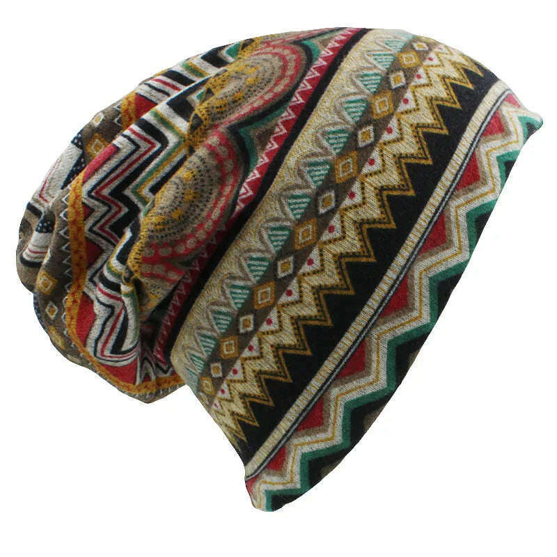 LOVINGSHA Autumn Winter Skullies Beanies Vintage Design Dual-use Women Hats For Ladies Thin Girl Fashion Feminino Scarf HT069 - KIMLUD