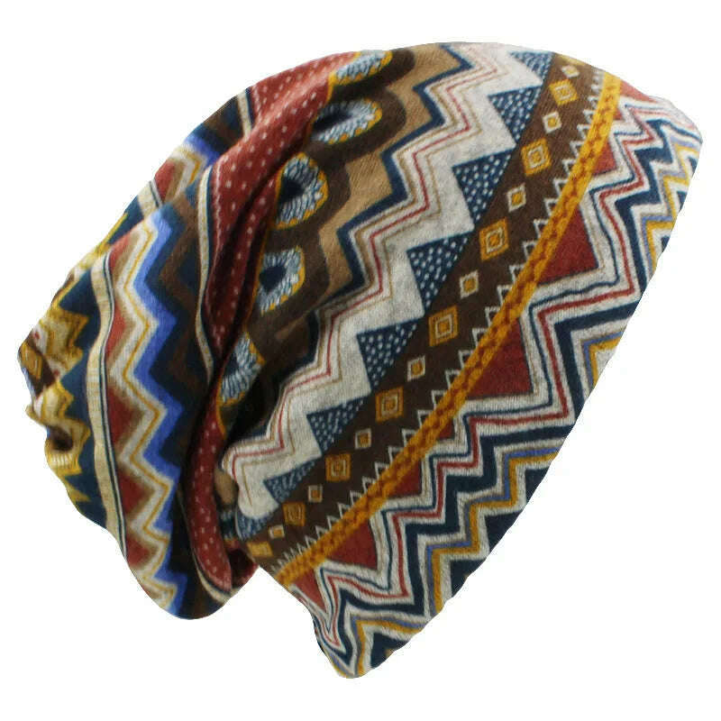 LOVINGSHA Autumn Winter Skullies Beanies Vintage Design Dual-use Women Hats For Ladies Thin Girl Fashion Feminino Scarf HT069 - KIMLUD