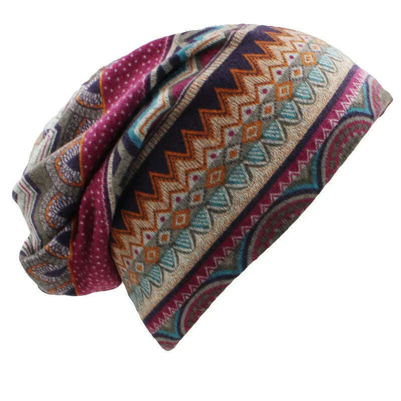 LOVINGSHA Autumn Winter Skullies Beanies Vintage Design Dual-use Women Hats For Ladies Thin Girl Fashion Feminino Scarf HT069 - KIMLUD