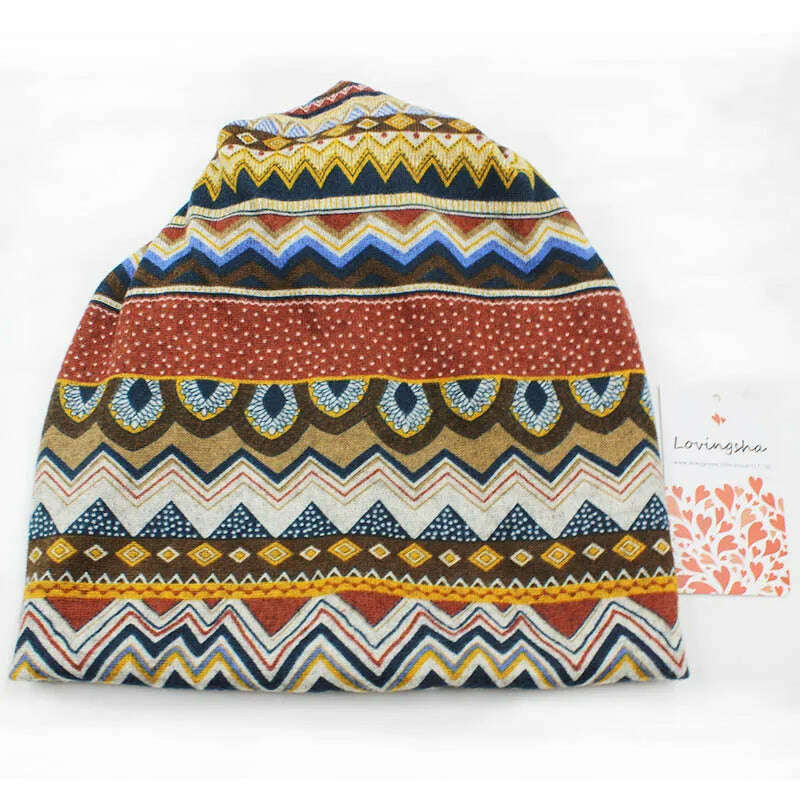 LOVINGSHA Autumn Winter Skullies Beanies Vintage Design Dual-use Women Hats For Ladies Thin Girl Fashion Feminino Scarf HT069 - KIMLUD