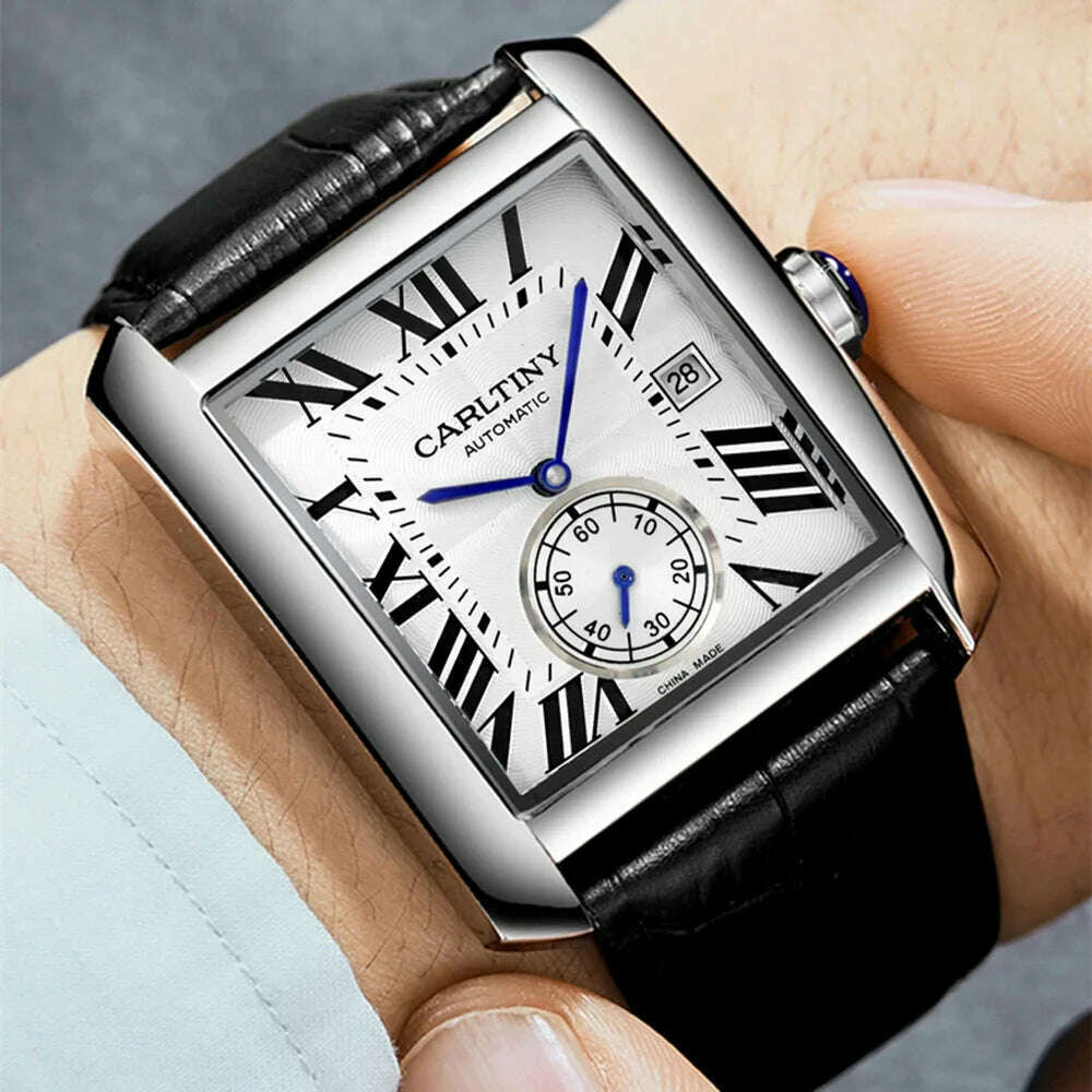 KIMLUD, Luxury Automatic Watch Men Mechanical Wristwatches Top Brand Dress Watches Square Stainless Steel Waterproof Clock CARLTINY 2023, KIMLUD Womens Clothes