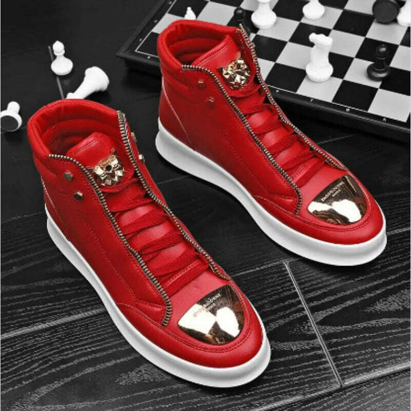 KIMLUD, Luxury Mens Sneaker Fashion High Top Casual Boot Hip Hop Streetwear Skateboard Shoes for Men Leather Ankle Boots Tenis Masculino, KIMLUD Womens Clothes