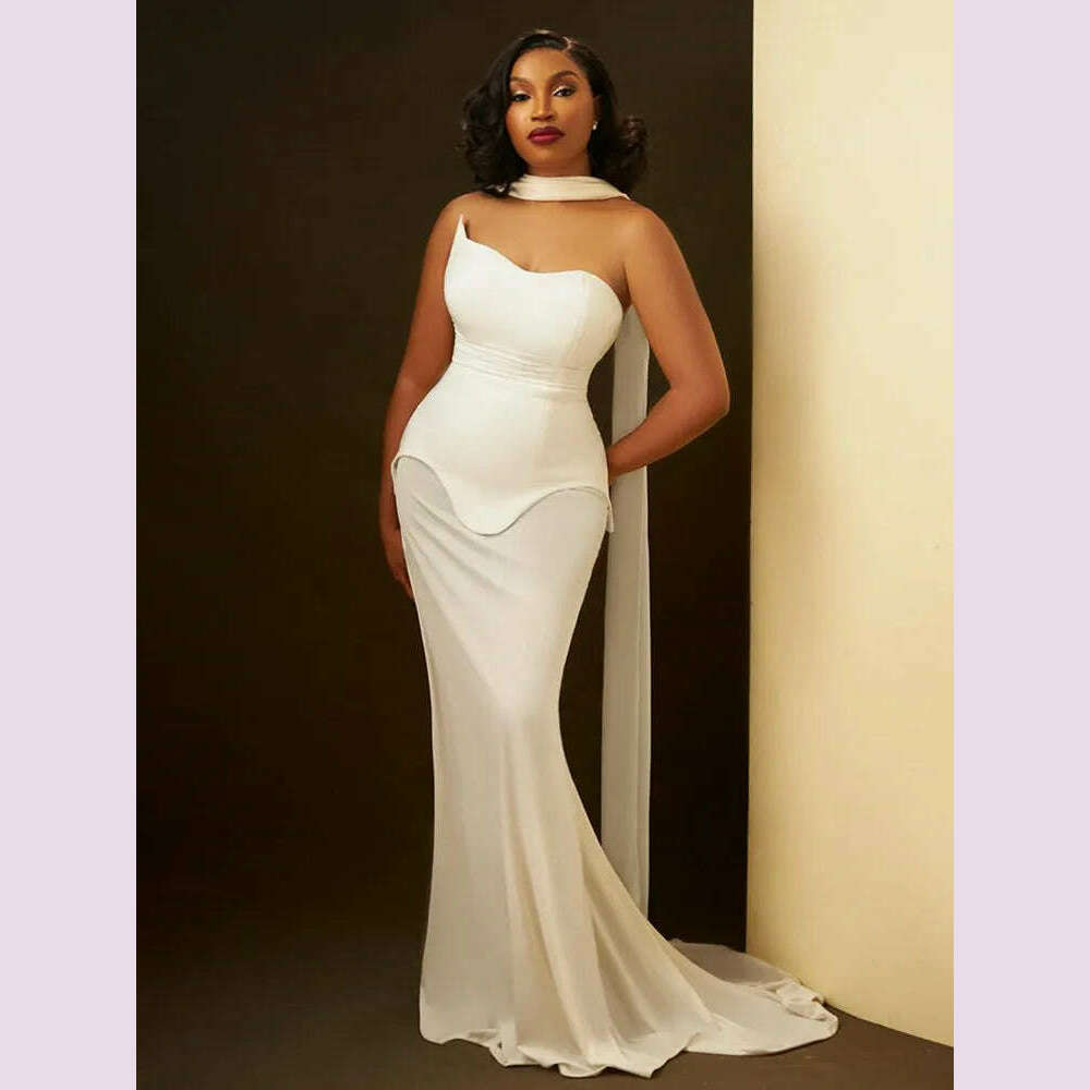 KIMLUD, Luxury Sexy Strapless Backless White Black Maxi Long Women Celebrity Dress 2024 Elegant Party Evening Club Vestido Clothing, KIMLUD Womens Clothes