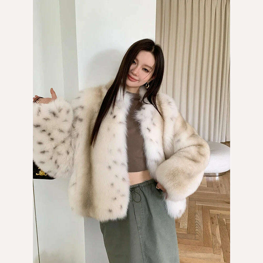 Luxury Tie-dye Fluffy Real Fur Coat for Women 2024 New High-end Simple Stand Collar Genuine Leather Fox Fur Jacket Winter - KIMLUD