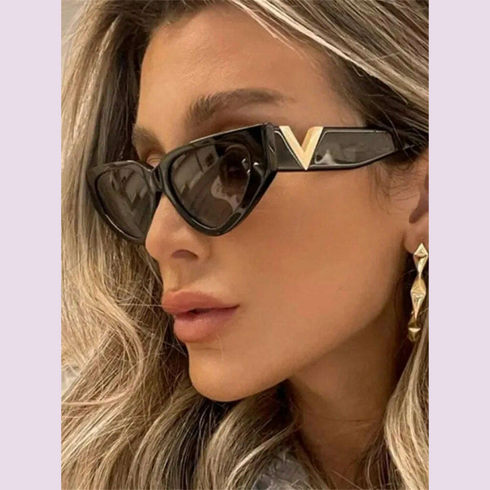 Luxury Vintage Cat Eyt Sunglasses Women 2023 Fashion V Brand Designer Cateye Sun Glasses Female Eyewear UV400 Gafas De Sol Mujer - KIMLUD