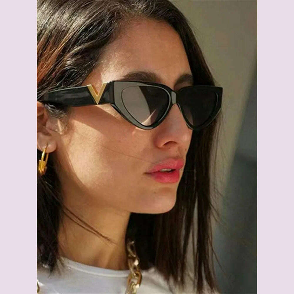 Luxury Vintage Cat Eyt Sunglasses Women 2023 Fashion V Brand Designer Cateye Sun Glasses Female Eyewear UV400 Gafas De Sol Mujer - KIMLUD
