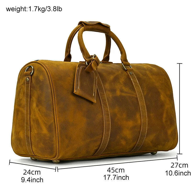 MAHEU Men Genuine Leather Travel Bag Travel Tote Big Weekend Bag Man Cowskin Duffle Bag Hand Luggage Male Handbags Large 60cm - KIMLUD