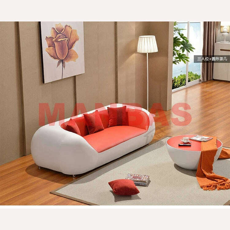 MANBAS Italian Genuine Leather Couch Top Grade Cow Leather Sofas Personality Creativity Living Room Chair Arc Modern Furniture - KIMLUD