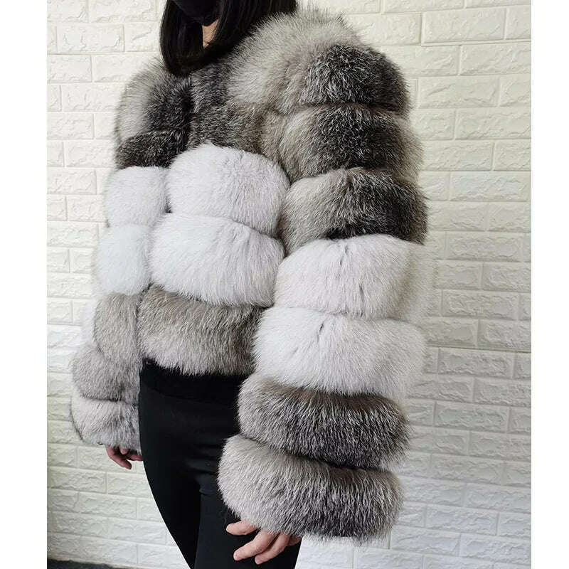 Maomaokong 2023 Natural Real Fox Fur Coat Women Luxury Leather Fur Jackets Winter Female Clothes Silver fox Furry Vest - KIMLUD
