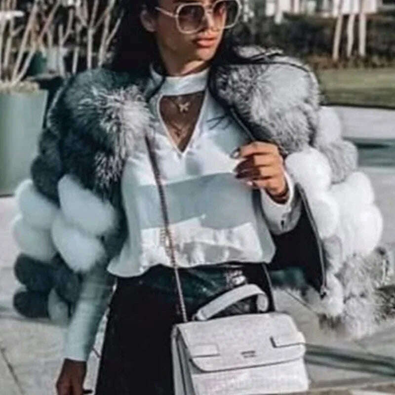 KIMLUD, Maomaokong 2023 Natural Real Fox Fur Coat Women Luxury Leather Fur Jackets Winter Female Clothes Silver fox Furry Vest, KIMLUD Womens Clothes