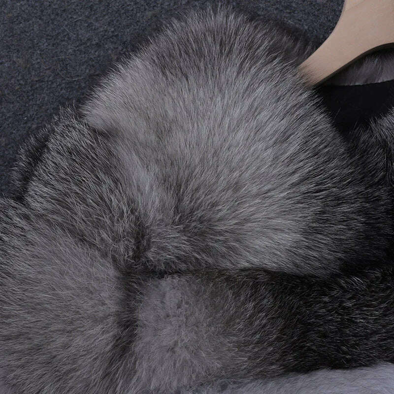 Maomaokong 2023 Natural Real Fox Fur Coat Women Luxury Leather Fur Jackets Winter Female Clothes Silver fox Furry Vest - KIMLUD