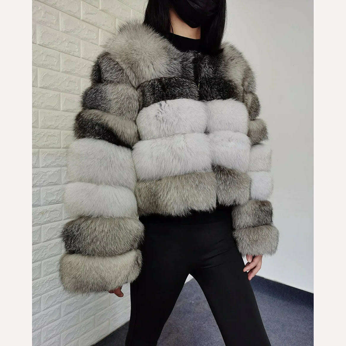 KIMLUD, Maomaokong 2023 Natural Real Fox Fur Coat Women Luxury Leather Fur Jackets Winter Female Clothes Silver fox Furry Vest, KIMLUD Womens Clothes