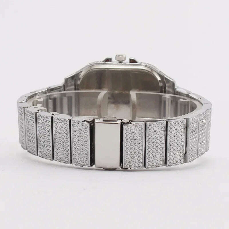 KIMLUD, MAYZHISU Watch For Men Luxury Gold Square Men's Wristwatch Alloy Strap Full Diamond Business Quartz Watch for man Clock Gifts, KIMLUD Womens Clothes