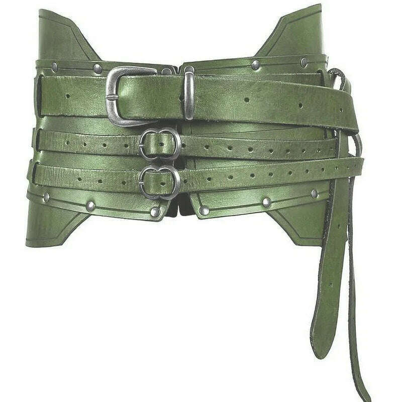 Medieval Wide Leather Armor Belt Steampunk Waist Costume Accessory Women Men Viking Knight Antique Waistband For Larp Cosplay - KIMLUD