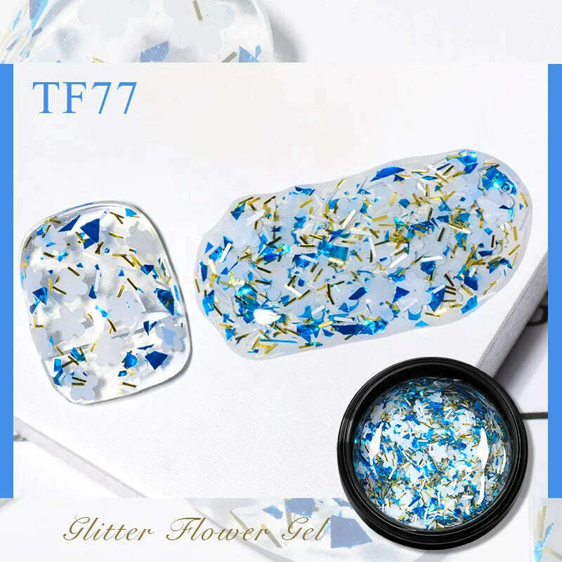 MEET ACROSS 5ml Pink Dried Flower Gel Nail Polish Natural Flower Fairy Nail Art Gel Soak Off UV LED Painting Varnishes For Nails - KIMLUD