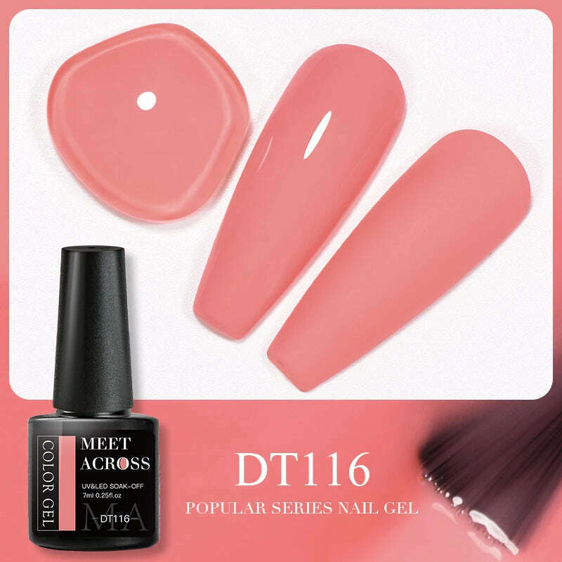 MEET ACROSS 5ml Pink Dried Flower Gel Nail Polish Natural Flower Fairy Nail Art Gel Soak Off UV LED Painting Varnishes For Nails - KIMLUD