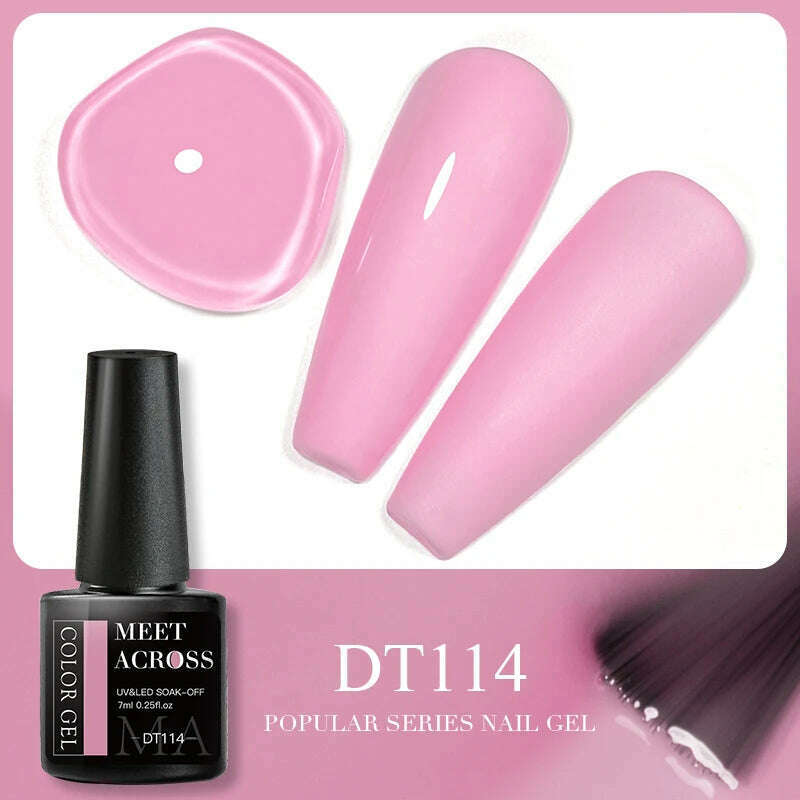 MEET ACROSS 5ml Pink Dried Flower Gel Nail Polish Natural Flower Fairy Nail Art Gel Soak Off UV LED Painting Varnishes For Nails - KIMLUD