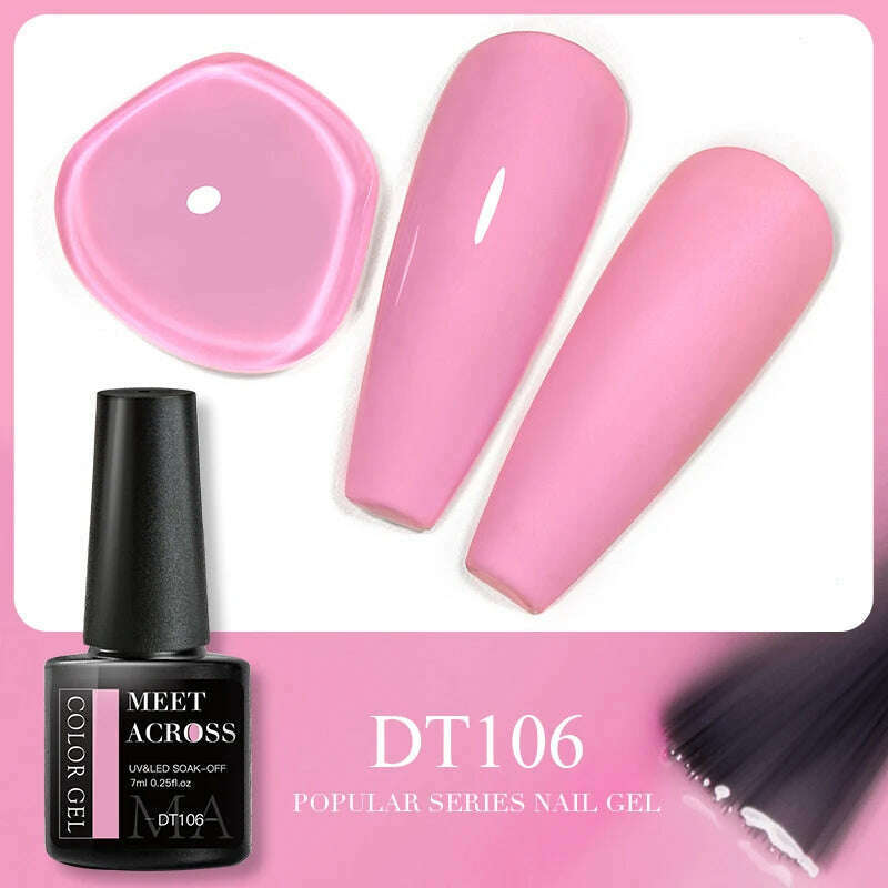 MEET ACROSS 5ml Pink Dried Flower Gel Nail Polish Natural Flower Fairy Nail Art Gel Soak Off UV LED Painting Varnishes For Nails - KIMLUD