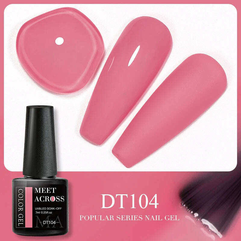 MEET ACROSS 5ml Pink Dried Flower Gel Nail Polish Natural Flower Fairy Nail Art Gel Soak Off UV LED Painting Varnishes For Nails - KIMLUD