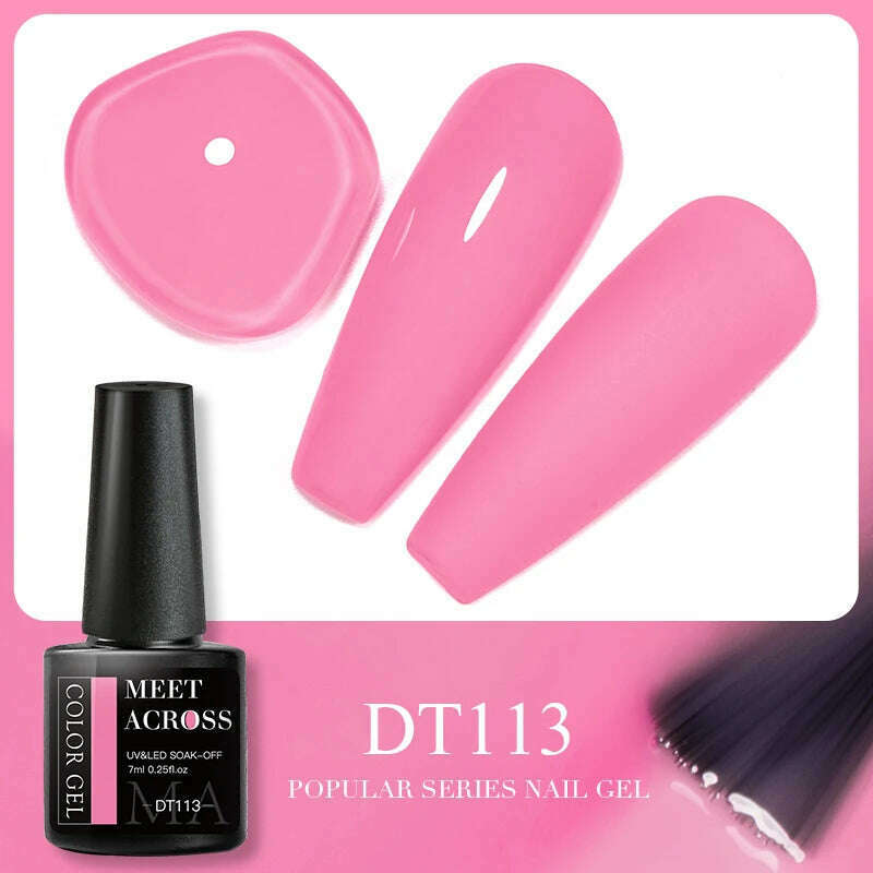 MEET ACROSS 5ml Pink Dried Flower Gel Nail Polish Natural Flower Fairy Nail Art Gel Soak Off UV LED Painting Varnishes For Nails - KIMLUD