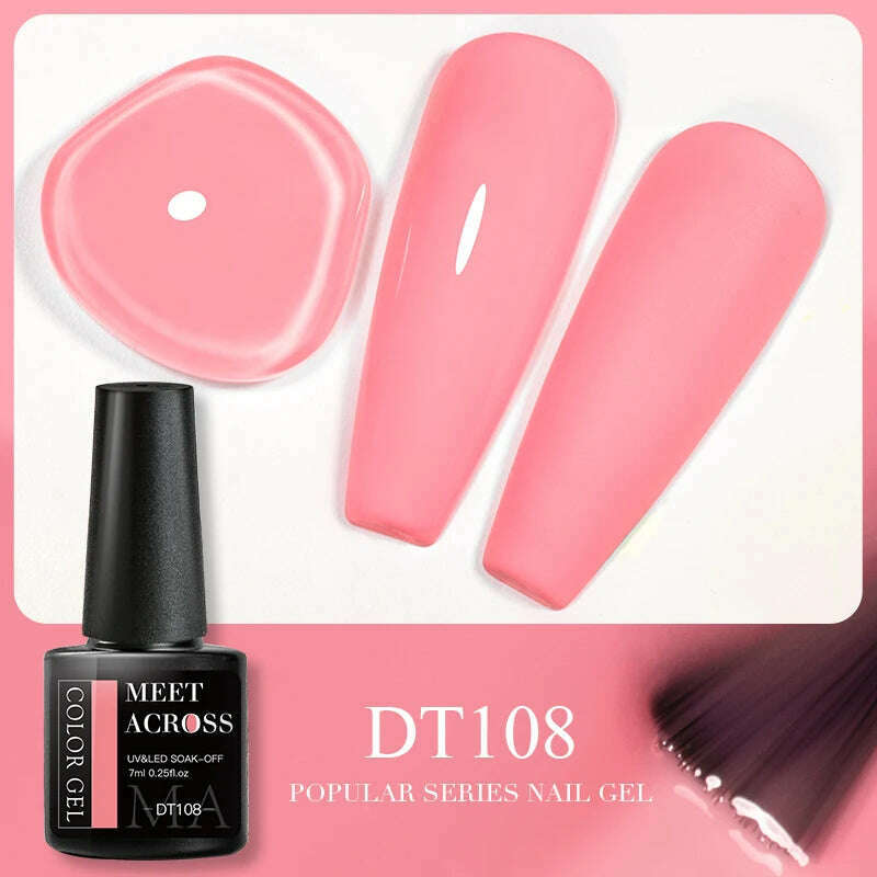 MEET ACROSS 5ml Pink Dried Flower Gel Nail Polish Natural Flower Fairy Nail Art Gel Soak Off UV LED Painting Varnishes For Nails - KIMLUD