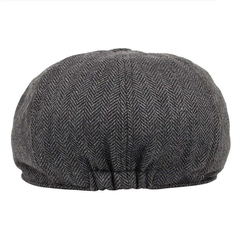 Men beret vintage Herringbone Gatsby Tweed hat Newsboy Beret Hat spring Flat Peaked Beret Hats - KIMLUD