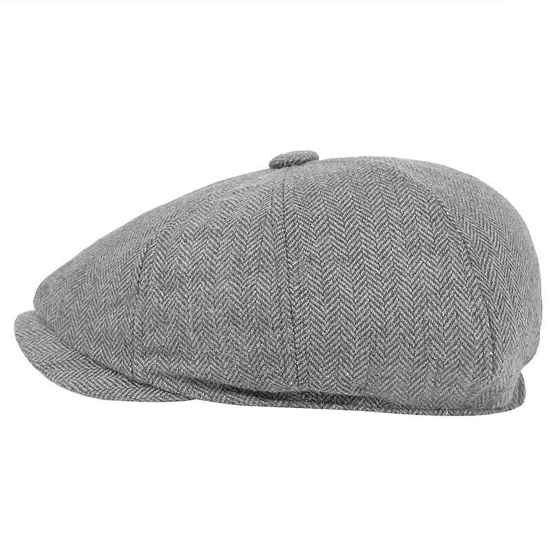 Men beret vintage Herringbone Gatsby Tweed hat Newsboy Beret Hat spring Flat Peaked Beret Hats - KIMLUD