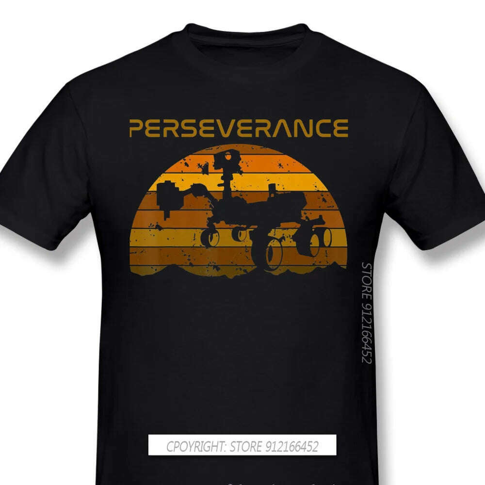 KIMLUD, Men Mars Occupy Mars Black T-Shirts Perseverance Mars Rover Vintage Exploration Pure Cotton Tee Harajuku Daily Life, black / XXXL, KIMLUD APPAREL - Womens Clothes