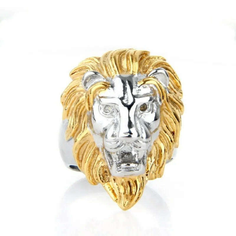 Men 's Stainless Steel Gloves Titanium Steel Lion Head Ring - KIMLUD