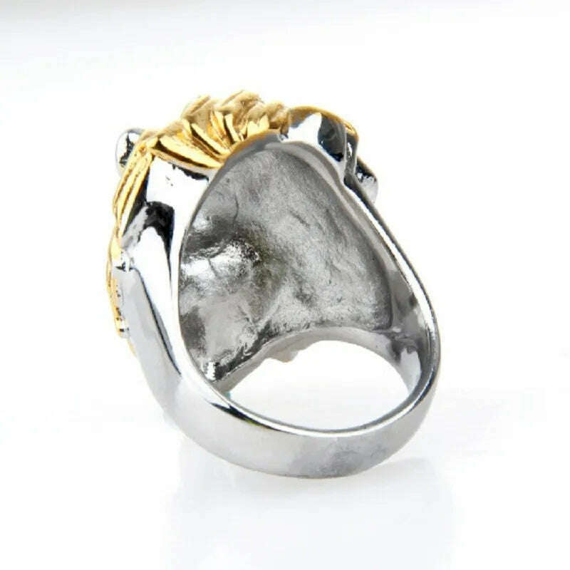 Men 's Stainless Steel Gloves Titanium Steel Lion Head Ring - KIMLUD