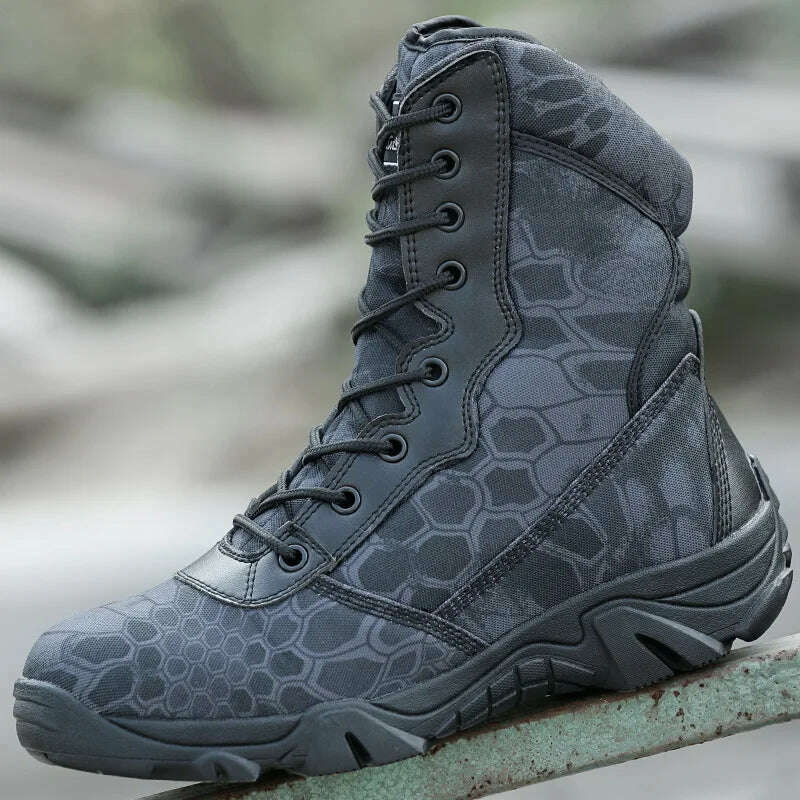 Men Tactical Desert Combat Military Boots Men Work Shoes Ankle Boots Outdoor Waterproof Hiking Camping Mountaineering Army Boots - KIMLUD