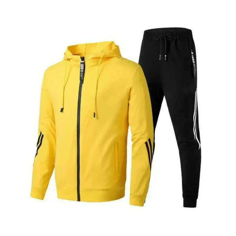 Men Winter Fashion Hoodies Solid Color Suits Tracksuit Winter Warm Clothes Male Casual Hoodie Sets - KIMLUD