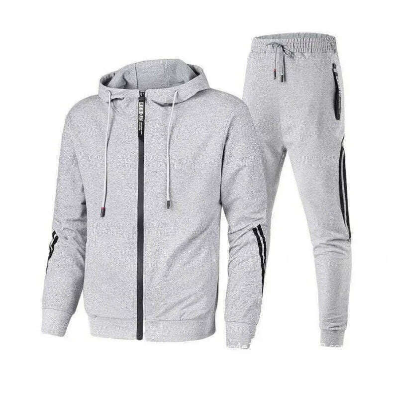 Men Winter Fashion Hoodies Solid Color Suits Tracksuit Winter Warm Clothes Male Casual Hoodie Sets - KIMLUD