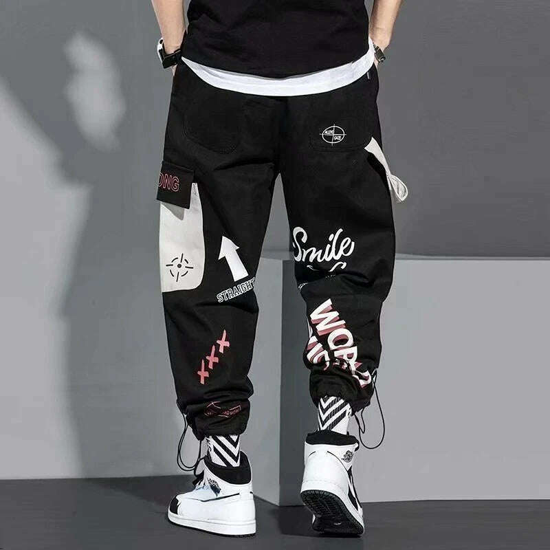 Men's Cargo Pants Y2k Harem Multi Pocket Trousers Loose New In Hiking Wide Vintage Joggers Street Korean Style Fashion Slacks S - KIMLUD