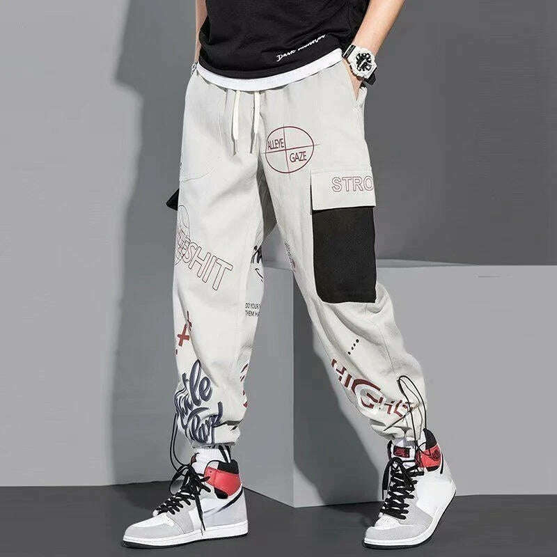 Men's Cargo Pants Y2k Harem Multi Pocket Trousers Loose New In Hiking Wide Vintage Joggers Street Korean Style Fashion Slacks S - KIMLUD