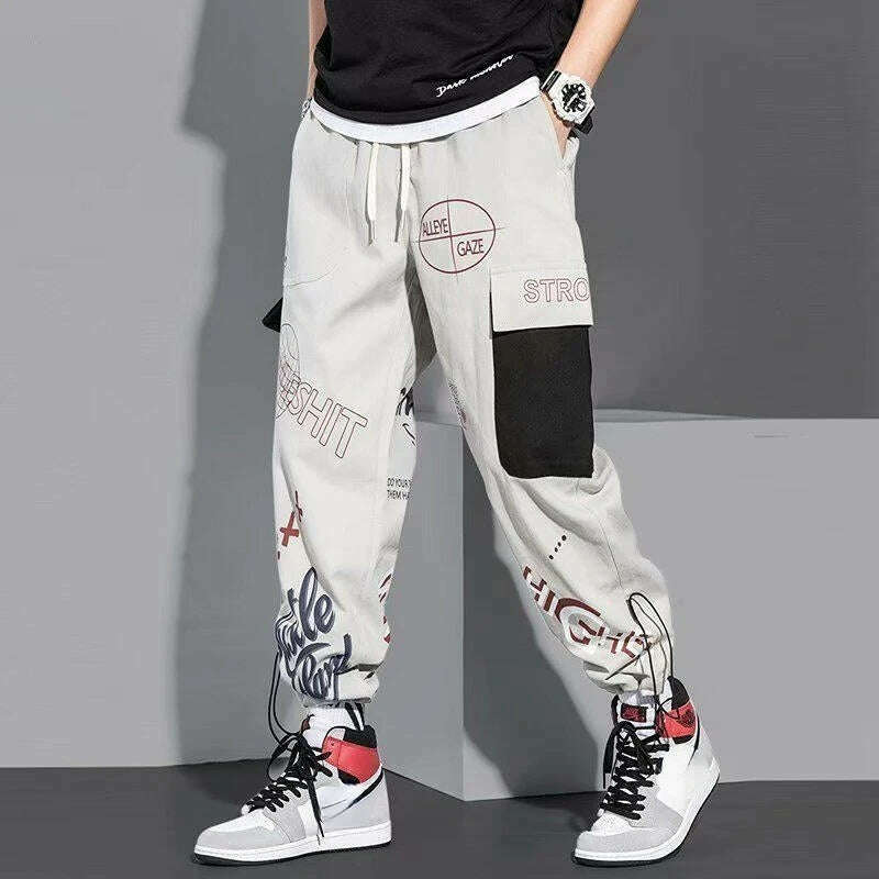 Men's Cargo Pants Y2k Harem Multi Pocket Trousers Loose New In Hiking Wide Vintage Joggers Street Korean Style Fashion Slacks S - KIMLUD